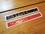 Jeu de 2 autocollants monogrammes Simca 1000 / 1100 / 1301 / 1501 (noir+rouge)