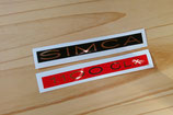 Jeu de 2 autocollants monogrammes Simca 1000 / 1100 GLX (noir+rouge)