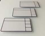 10 Taskkarten 8,6 x 5,4 cm in grau mit Neodymmagnet speziell für Glasmagnettafeln