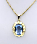 Anhänger aus 333-Gelbgold mit Aquamarinsynthese facettiert  014/AH/AQ/GG/333