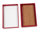 Caja de Plástico ABS color rojo para 25 laminillas de 75x25 mm.ó 3"x1", Marca Heathrow Scientific HS15989C $101