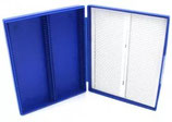 Caja económica color azul para 100 laminillas de 3"x1" o 75x25 mm. Dimensiones 21 x 16.9 x 3.7 cm, Marca Heathrow Scientific HS15991A $70