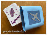 Spielkarten Etui GROSS (ciel/blau mit Flugzeug grau)