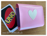 Spielkarten Etui klein (rosa/violette mit Herz weiss)