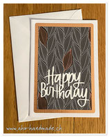 Karte Geburtstag "Happy Birthday" Blättermeer rosegold