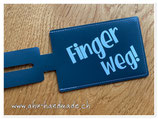 Kofferbeschriftung dunkelgrau "Finger weg"