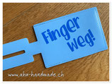 Kofferbeschriftung ciel "Finger weg!" in blau