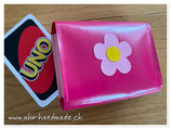 Spielkarten Etui klein (pink/rosa mit Blume rosa)