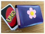 Spielkarten Etui klein (dunkelviolette/rosa mit Blume rosa)