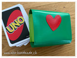 Spielkarten Etui klein (dunkelgrün/hellgrün mit Herz rot)