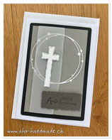 Karte Trauer "Mit aufrichtiger Anteilnahme" Kreuz mit Kreis und Transparentpapier