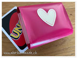 Spielkarten Etui klein (pink/rosa mit Herz beige)