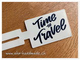 Kofferbeschriftung beige/gold "time to travel"