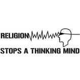 Religion stops a thinking mind,  Aufnäher