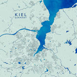 "Stadtplan Kiel, mint" Naturkarton creme 300g, 21x21 cm