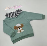 Pullover schattengrün HUND mit Basecap (Gr.74) P09/74