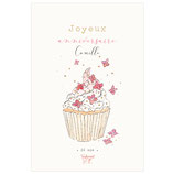 Carte Cupcake fleuri • PERSONNALISABLE
