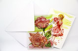 Doppelkarte Postkarte in Transparentpapier Blumen und Blumenfrauen