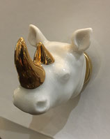 Bouton de porte rhinocéros corne dorée