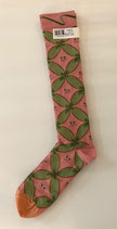 chaussettes hautes ruban rose et vert 36-38