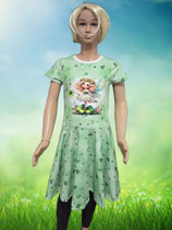 Tellerrockkleid Gr. 140 kurzarm Kleeblatt