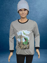 Pullover Gr. 128 grau Dinosaurier