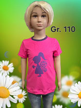 Handmade T-Shirt Gr. 110 pink/Striche Bügelbild mitwachsend