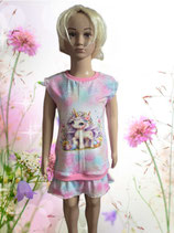 Kleid Gr. 110 kurzarm Einhorn bunt