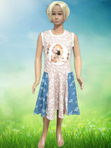Tellerrockkleid Gr. 146 kurzarm beige/blau Mädchen