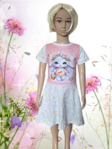 Kleid Gr. 116 kurzarm Häschen/Blumen