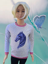 Handmade Pullover Punkte/Pferdepanel Gr. 122 mitwachsend