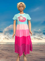Handmade Stufenkleid Gr. 134 kurzarm  4-Stufen Schwimmreifen Jersey mitwachsend