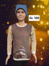 Handmade Pullover Stricktier Igel Gr. 128 Jersey mitwachsend