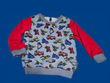 Handmade Pullover Gr. 80 Baufahrzeuge grau/rot jersey mitwachsend