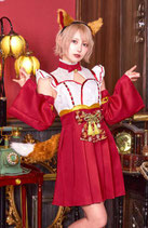 MIKO05/業者様割引不可：ハイカラ狐巫女（ワンピース・カチューシャ・アームウォーマー・しっぽセット）