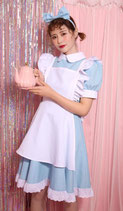MD008/※在庫限り品：アリスなメイド服（ワンピース・エプロン・カチューシャセット）