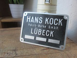 Metallschild    Hans Kock *