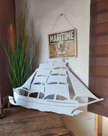 Wanddekoration - Segelschiff weiß