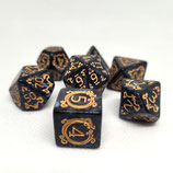 DnD Dice set Dark & Gold