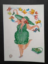 Postkarte aus der Serie "Die kleine Madame reist" Motiv 4