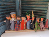 Poppenkastpoppen op houten houder