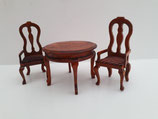 Mahogany Round Table & 2 High Backed Chairs