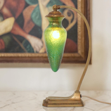 Sehr seltene original Art Deco Tischleuchte "BURGHAUSEN" Lötz Kralik irisierend