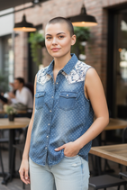 Chemisier dentelle jeans