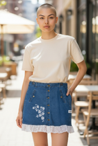 Jupe jeans dentelle