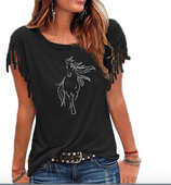 T-shirt franges cheval western-mode