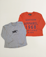 Langarmshirt in Grau und Orange Gr. 74