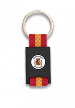 LLAVERO NEGRO RECTANGULO CINTA BANDERA ESPAÑA CORTA MOTIVO SEGURIDAD PRIVADA 09432GR1055