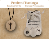Pendentif Hamingja en Os | Gravure Personnalisée