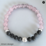 Rosenquarz und Larvikit Armband (8359)